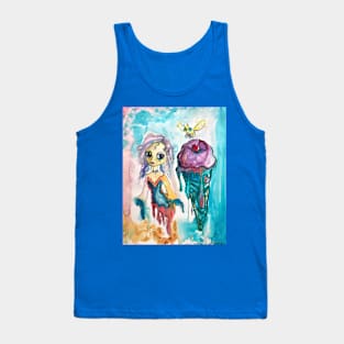 Sad Ice Cream Girl with Honey Bee Tank Top